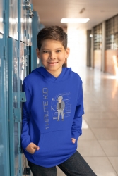 1 HAUTE KID Kids Hoodie Royal Blue with Boy Picture